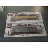 Two Proto 1000 Series HO Scale Union Pacific GP15-1 Locomotive & 100 Ton Hopper Wagon, both boxed