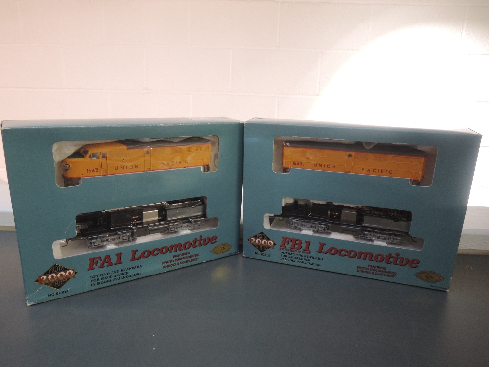 Two Proto 2000 Series HO Scale Union Pacific FA1 and FB1 Locomotives, both boxed