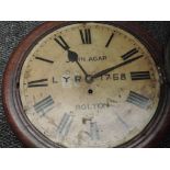 A Lancashire and Yorkshire Railway 12in mahogany cased English fusee railway clock having makers