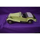 A 1950's Large Scale Kit Model of a MG TD in green made by Chas. WM. Doepke Manufacturing Co of