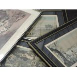 Three prints after Havell, hunting interest, 24 x 33cm, framed and glazed, and a similar