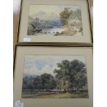 A pair of watercolours, landscapes, 20 x 29cm, framed