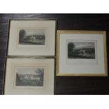 Three engravings, after Dayes and Cox, Furness Abbey, 19th century, each approx 14 x 16cm, framed