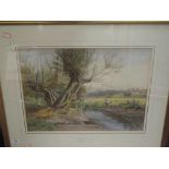 A watercolour, William Wilde, An afternoon by the river, signed, attributed verso, 36 x 48cm, framed