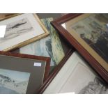 A selection of decorative prints and etchings, inc Coniston, 20 x 26cm, framed and glazed