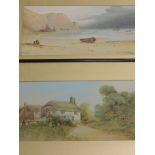 A pair of gouache paintings, W Wray, coast and country landscapes, signed, 19 x 36cm, framed and