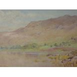 A watercolour, Cuthbert Rigby, Blea Tarn, Langdale, signed and attributed verso, 16 x 24cm, framed