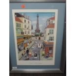 A pair of prints, Bin Kashina, Paris, 44 x 30cm, framed and glazed