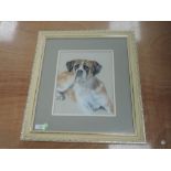 A pastel sketch, E H Borrell, St Bernard dog, signed and dated (19)80, 28 x 22cm, framed and glazed