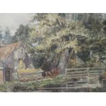 A watercolour, Sussex mill house, 25 x 36cm, framed and glazed