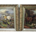 A pair of oil paintings, Mossely, horses and dogs, indistinctly signed, 48 x 36cm, framed