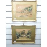 A pair of watercolours, M Barnes, coast and country landscapes, signed and dated 1932, 20 x 27cm,