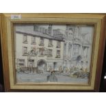 A watercolour, Kendal townscape, 25 x 30cm, framed and glazed
