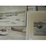 Two watercolours, Jason Partner, Blakeney from the coast, signed and dated (19)67, and attributed