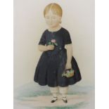 A watercolour, young Victorian girl, 20 x 16cm, framed and glazed