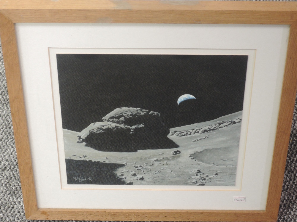 A gouache painting, Matthew Hedges, Boulders on the Moon- day 9, signed and dated (19)96, 26 x 28cm,