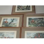 A set of five prints after Howitt, reproduction hunting interest, 16 x 20cm, framed and glazed