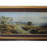 A print, after Rex N Preston, country landscape, 40 x 80cm, framed and glazed