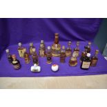 A box of Whisky Miniatures including White Horse, Bells, Johnnie Walker etc, mainly blends but