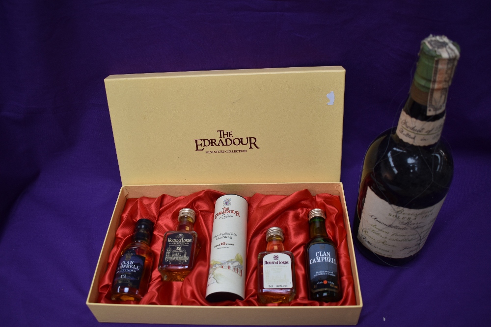 A 5 bottle Whisky Miniatures Collection, comprising The Edradour 10 Year Old, House of Lords 12 Year
