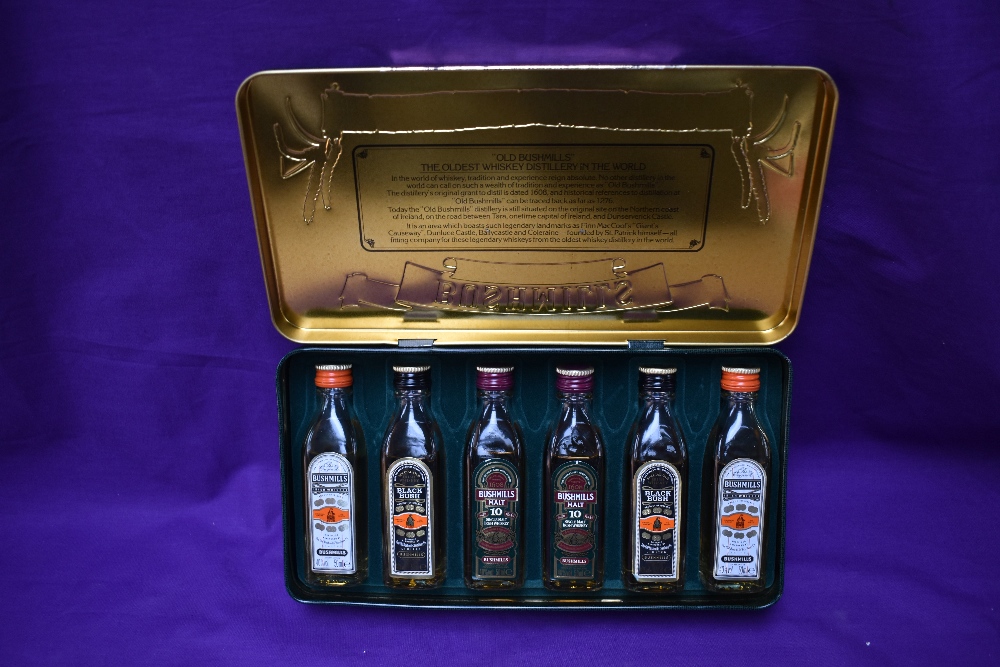 A Bushmills Whiskey 6 bottle miniatures collection comprising, 2 Black Rush, 2 Original and 2 Ten