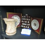 A mixed lot containing a collection of thimbles in display stand 'thimbles of the worlds greatest