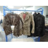 Two vintage fur coats and a stole,various colours and sizes.