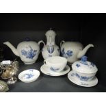 A selection royal Copenhagen including coffee pot, tea pots,lidded pot, cup and saucer and more.AF.