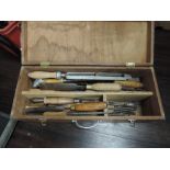 A selection of wood or cabinet makers assorted chisels and similar a good mix