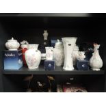 Ten item of Aynsley 'Little sweetheart' with boxes including vases and trinket bowls also included