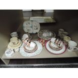 A selection of ceramics including tea cup and saucer sets also Midwinter snack dish