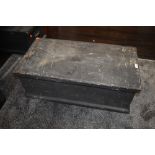 A wood or cabinet makers black painted pine tool chest approx 80x40x30cm