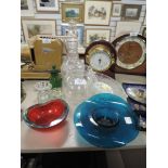 A selection of vintage glass including decanter, bowls and more.