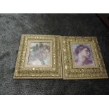 A pair of Romanesque prints in oversized frames approx 40cm tall