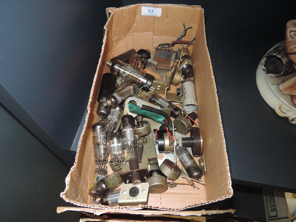 A selection of vintage valve tubes and similar electrical components