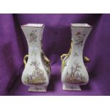 Two large decorative vases painted in the Clerissy Faience style having classical scenes and floral