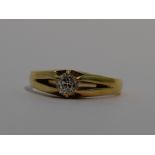 An 18ct gold signet ring having an inset diamond, approx 0.5ct to claw set mount, size S