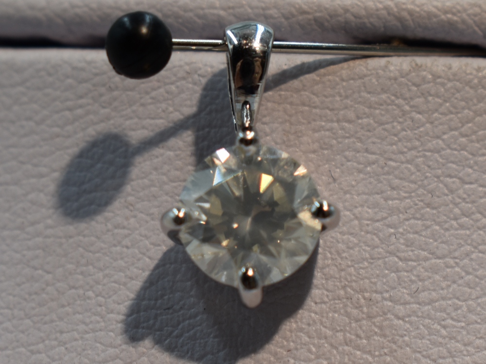 A diamond solitaire brilliant cut diamond pendant, approx 1.5ct in a claw set pendant mount, no - Image 2 of 2