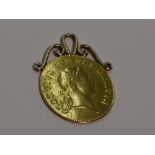 A George III 1808 half guinea with fixed pendant mount, approx 4.6g