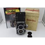 A Franke & Heidecke Rolleiflex 3,5E Type 1 reflex camera. No1780414 with Carl Zeiss Planer 1:3,5