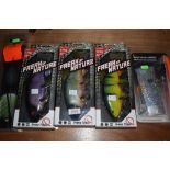 An assortment of large fishing gear including freak of nature and savage gear.