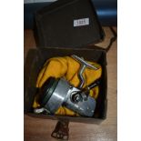 A Hardy Altex spinning reel no 3 mar IIII in leather box.