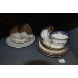 A collection of blue and white Radfords Fenton china having gilt detailing include are two cups,