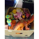 A selection of childrens toys and games including Matchbox and Dinosour