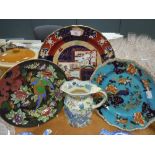 A selection of hand decorated Masons Iron Stone plates and jug