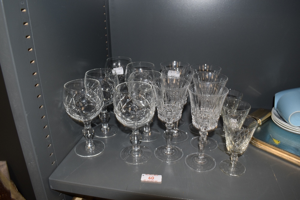 A selection of crystal glass wares including wine and port