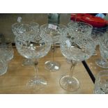 A selection of clear cut crystal tall hock glasses in fine condition