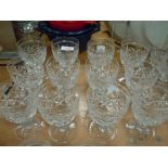 A selection of clear cut and crystal glass goblet or wine glasses in the Victoria design by Stuart