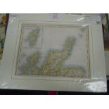 An antique map of Scotland.