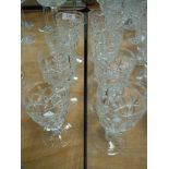 A selection of clear cut and crystal glass champagne glasses in the Victoria design by Stuart glass